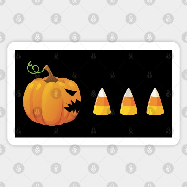 Pac man  parody - Halloween Pumpkin eating candy corn Sticker by Finji